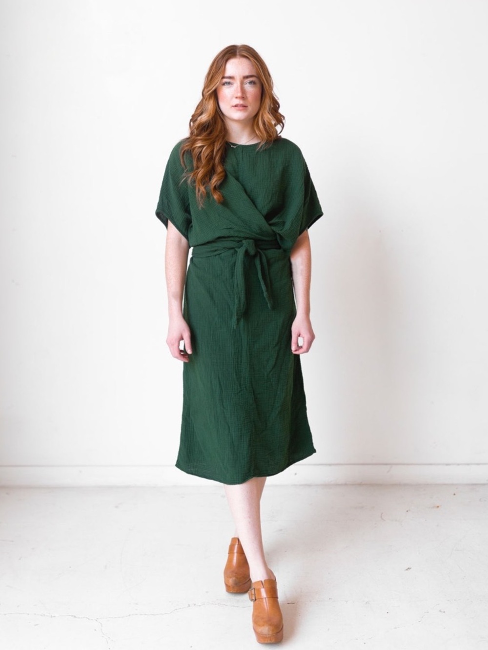 Suunday The Dolman Dress in Kombu Cotton Gauze Midi